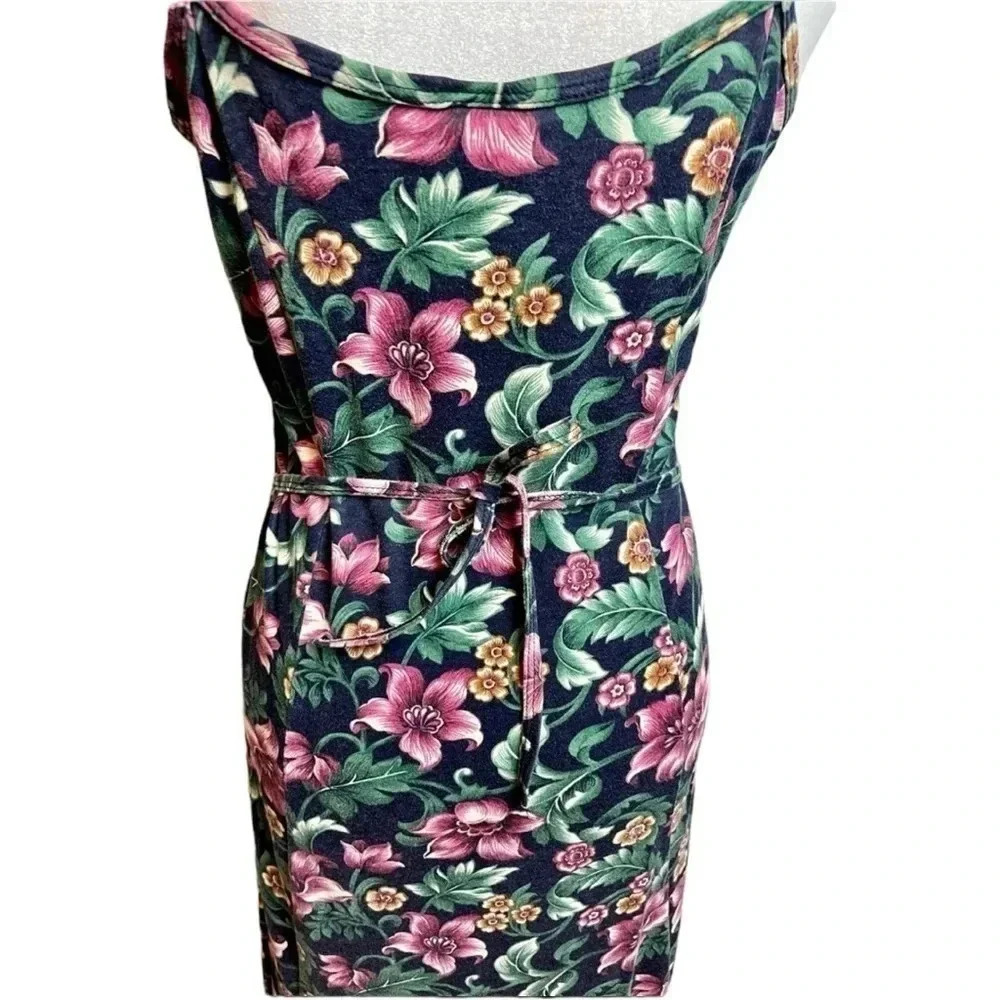 VTG No Boundaries Summer Dress 90s Floral Tie Back Spaghetti Strap SZ Medium - Picture 5 of 12